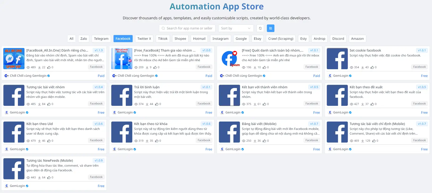 Automatic Facebook Feeding Tool on Gemlogin