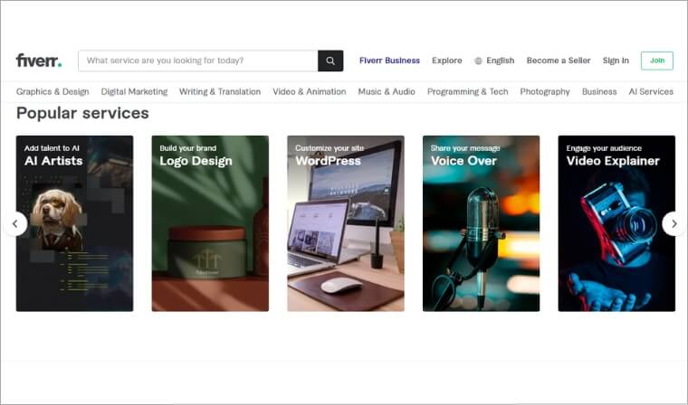 Fiverr – Vende servicios de redacción de reseñas